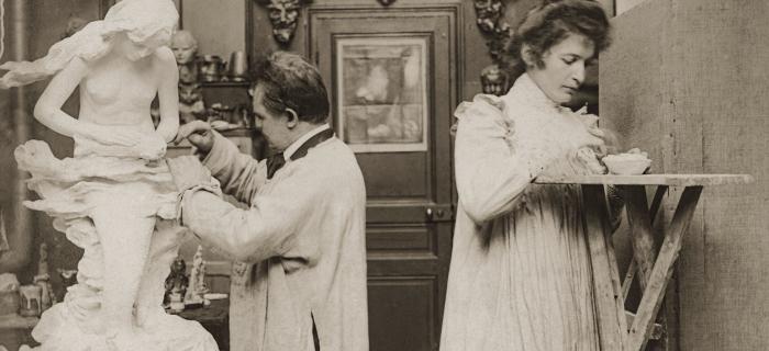 Niels Hansen Jacobsen et Anna Gabriele dans leur atelier parisien boulevard Arago, vers 1900-1901 Vejen, Vejen Kunstmuseum