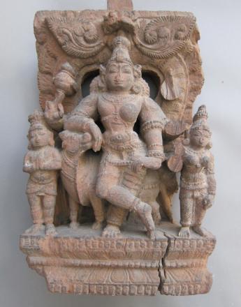 Bois de char de procession hindou, représentant Ardhanarishvara  Bois exotique Haut-relief 43,2 x 23,5 x 11,5 cm