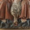 Atelier de sculpture de Joinville-Vignory (Haute-Marne, Lorraine, actif 1393-1442) (attribué à) Trinité, clef de voûte, relief 1ère moitié XVe siècle Pierre peinte 42 x 37 x 29,5 cm Inv. MBCO137