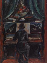 Marcel Poncet, Femme au piano, Huile sur toile