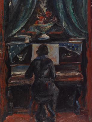 Marcel Poncet, Femme au piano, Huile sur toile
